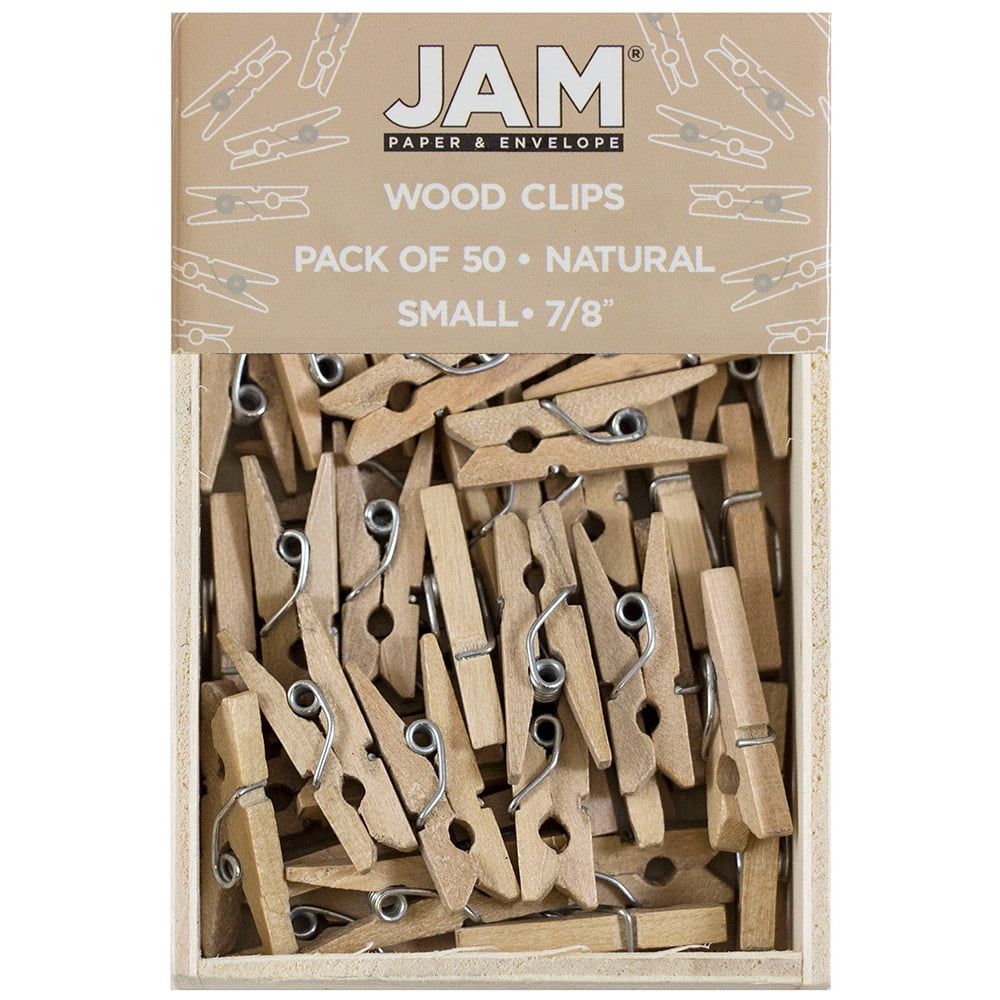 JAM Wood Clothespins, Natural, 50/Pack, Small 7/8 Inch Clips