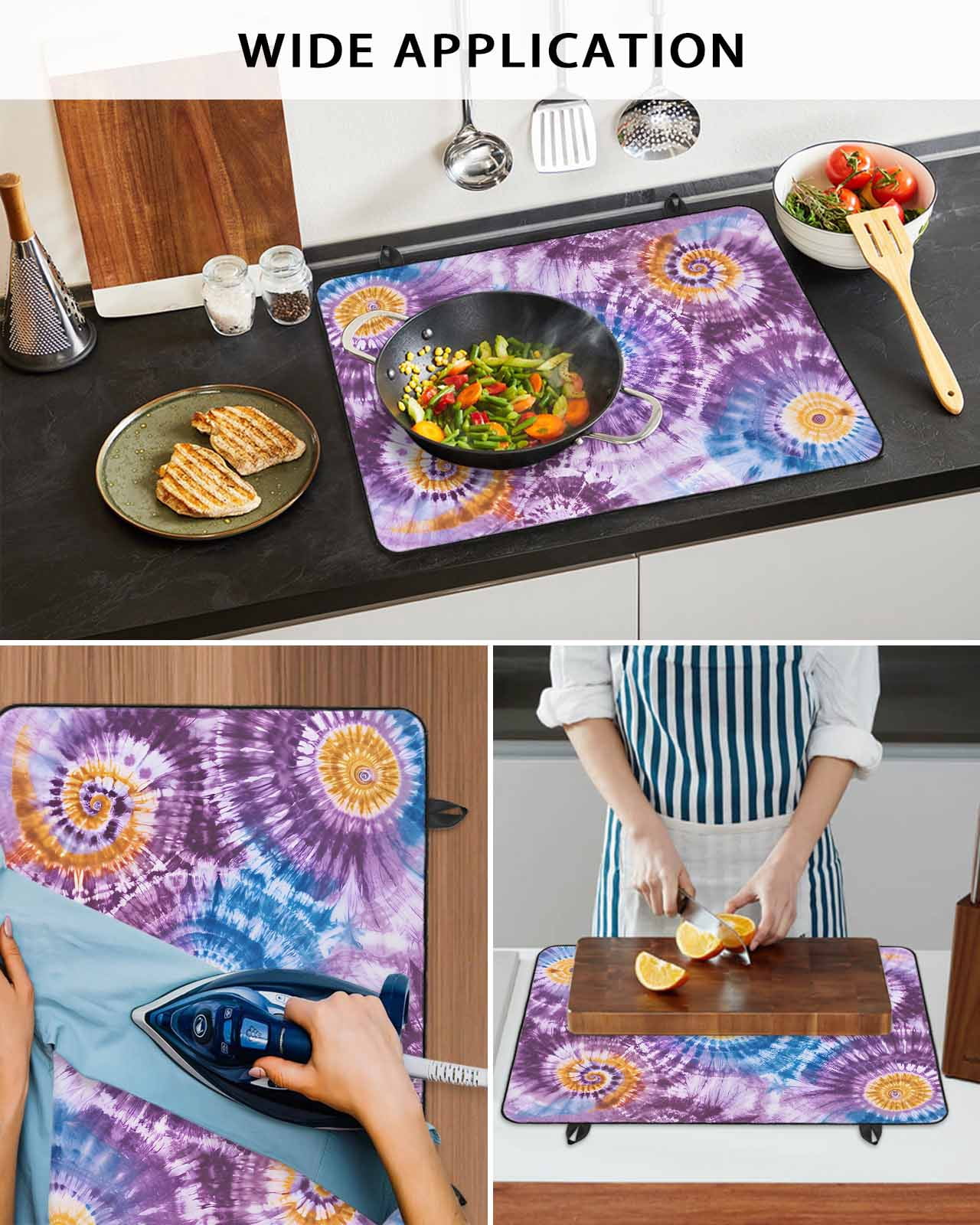 nqOlkjepod Large Induction Cooktop Protector Mat 24"x21", Purple Orange Blue Stove Top Covers for Electric Stove, Ethnic Modern Abstract Geometric Stove Burner Cover Mats, Glass Top Stove Cover