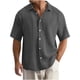 thumbnail image 1 of Camisa de Manga Corta Botón de los Hombres Casual de Color Sólido Botón Cardigan Bolsillo de Manga Corta Turndown Cuello Blusa, Poliéster, 1 of 5