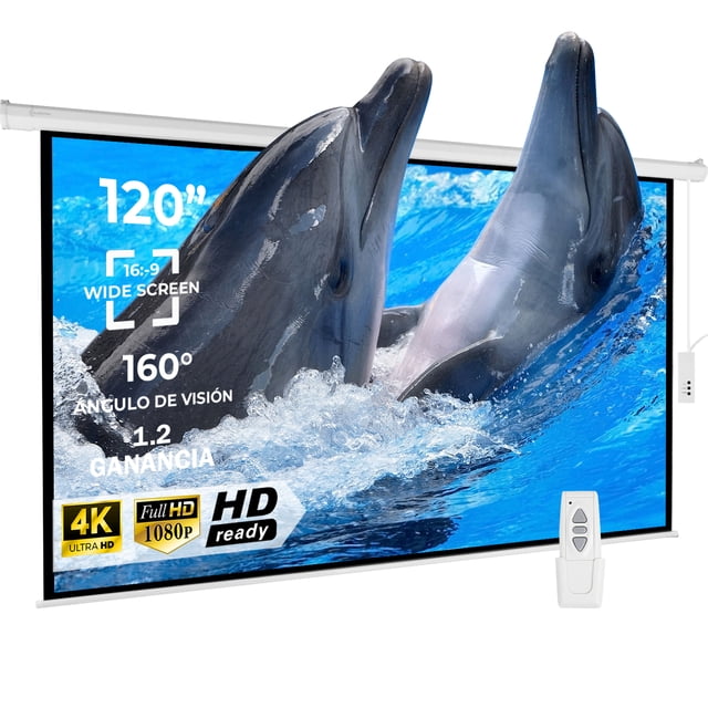 Pantalla Proyector Eléctrica AUDIOTEK 120 pulgadas Blackout 16:9 Con Control