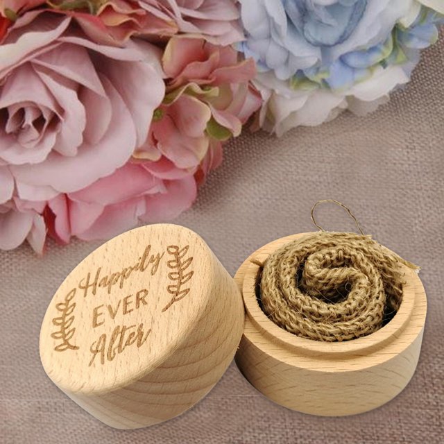 Iumwxz 1pcs Personalized Retro Ring Box Wedding Valentines Wooden Jewelry Box