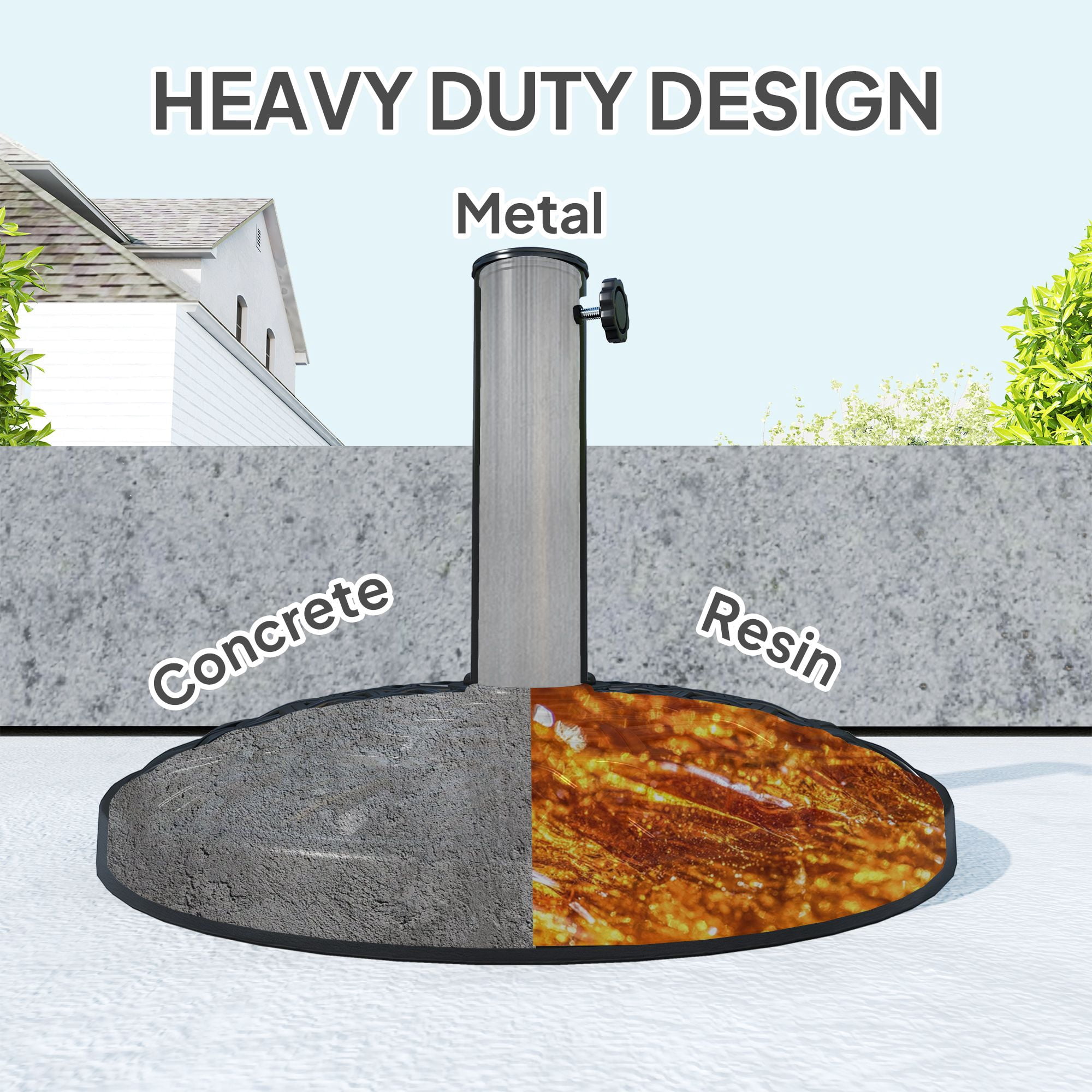 Dranite 19" Round Patio Umbrella Base, 26 lbs Concrete Heavy Duty Umbrella Stand, Holder for 1.5"/1.9" Umbrella Poles for Outdoor, Lawn, Poolside, Black