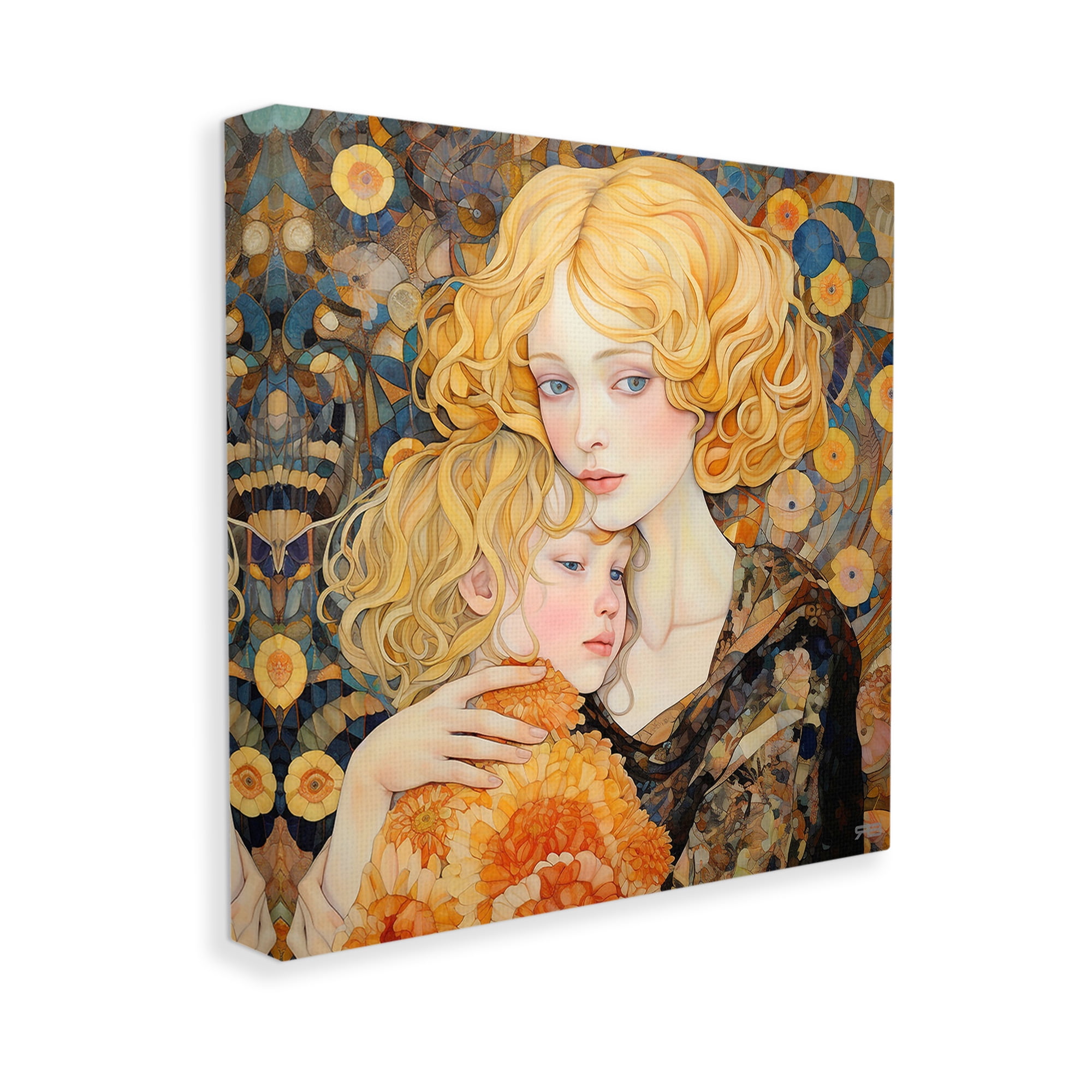 Stupell Industries Blonde Mother & Child Abstract Painting Gallery Wrapped Canvas Art Print Wall Art, 17 x 17