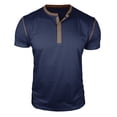 thumbnail image 5 of Dresfit Henley Shirts Men Button Down Short Sleeve Business Tops Solid Big and Tall Cotton Tennis T Shirts Basic Relaxed Fit Tees Royal Blue L, 5 of 5