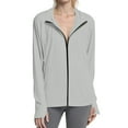 thumbnail image 3 of Xyxonk Women's Upf 50+ Sun Protection Jacket Long Sleeve Full Zip Tops Workout Solid Color Sun Shirt for Hiking Outdoor Light Gray S, 3 of 7