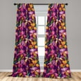 thumbnail image 4 of Ambesonne Floral Curtains, Colorful Iris Flowers Art, Pair of 28"x63", Pale Purple Olive Green, 4 of 5