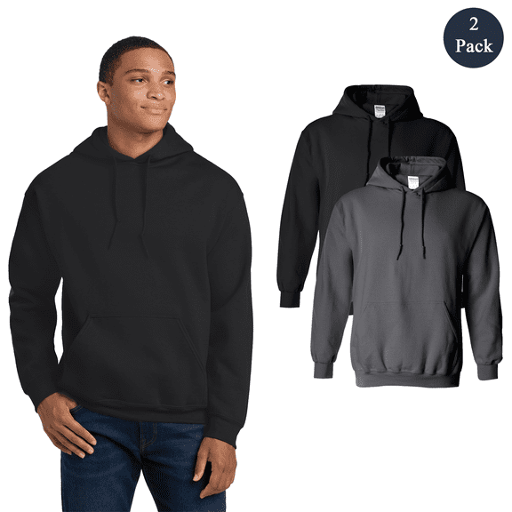 Gildan Heavy Blend Hooded Sweatshirt, Soft Fleece Pullover Hoodie, Bulk Assorted Color, 2 Pack, S