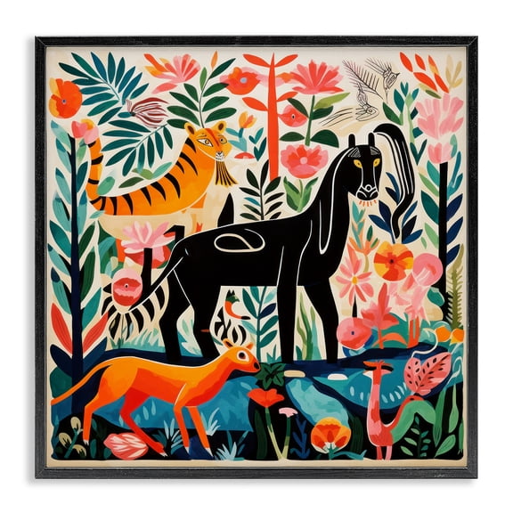 Stupell Industries Eclectic Mythological Wildlife & Botanicals Black Framed Giclee Art, 12 x 12, by Lazar Studio