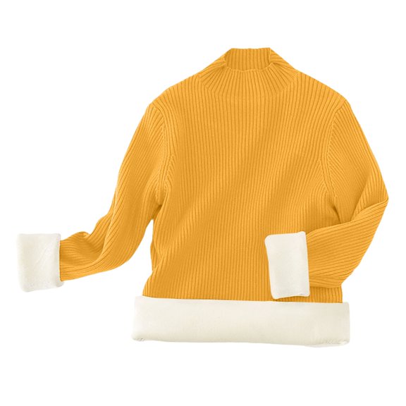 Ruyang Boys Girls Fleece Lined Shirts Kids Thermal Ribbed Knitted Sweater Winter Padded Crewneck Pullover Sweatshirt