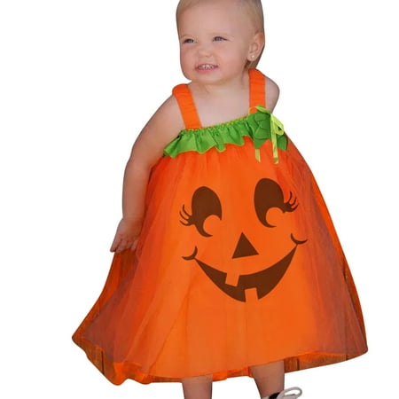 

Toddler Kids Baby Girls Sleeveless Cute Pumpkins Prints Mesh Tulle Dress Outfits Melon Dress Fir Kids 2yrs Girls Flannel Kids Clothes Girls 5-6 Years Gowns for Girls Party Wear 12 Month Old Dress