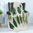 thumbnail image 4 of Tropical Soft Flannel Fleece Blanket, Vintage Botanical Composition of Different Kinds of Tree Leaves from Exotic Nature, Cozy Plush for Indoor and Outdoor Use, 50" x 70", Multicolor, by Ambesonne, 4 of 5