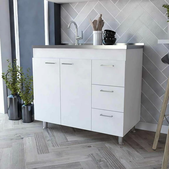 Kitchen Base Cabinet, Double Door And Three Drawers For Attractive Aspect Storage