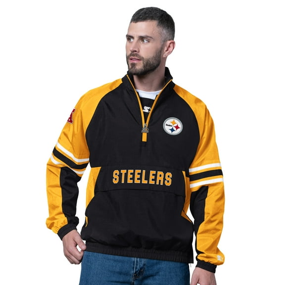 Men's Starter Black Pittsburgh Steelers Prospect Half-Zip Pullover