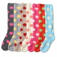6 Pairs Women Girl Winter Knee High Socks Cozy Fuzzy Slipper Warm Long