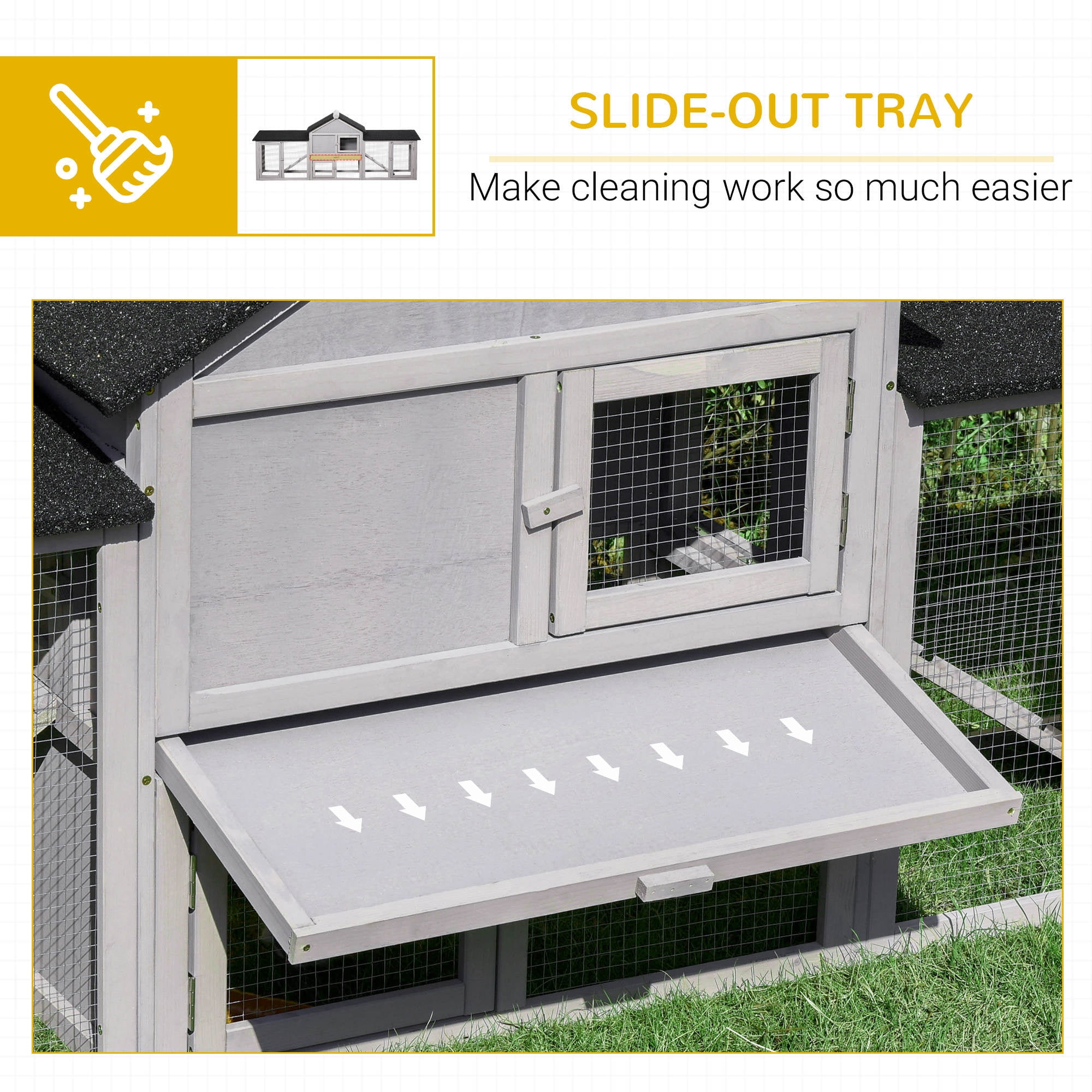 PawHut Wooden Rabbit Playpen with Lockable Doors Roof 83" L x 18" W x 33" H