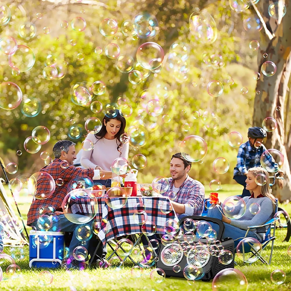INTELIVE 50000 Bubbles Bubble Machine with Two Fans, Bubble Blowing Machine Bubble Maker for Birthday Party Camping Wedding Outdoor Activities, Battery Not Contained
