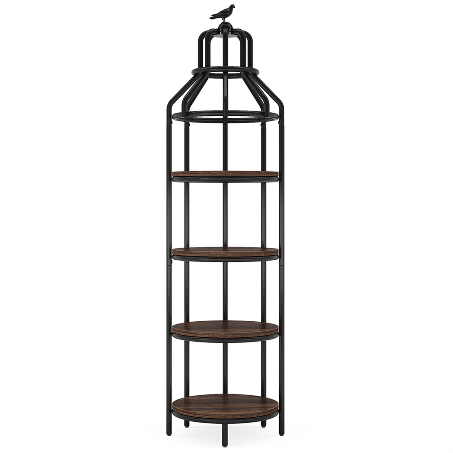 Demi Bonn 70"dustrial Bookshelf, 4-Tier Etagere Bookcase with Bird Cage Design for Bedroom, Living Room, Brown