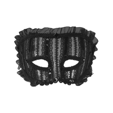 Deluxe Black Sheer See Through Lace Venetian Eye Half Mask