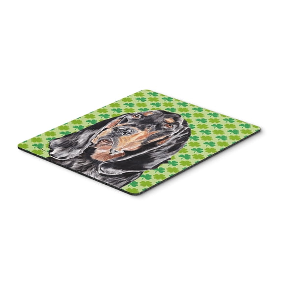 "Black and Tan Coonhound Lucky Shamrock St. Patricks Day Mouse Pad Hot Pad or Trivet"