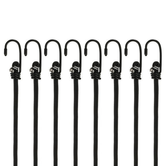 Uxcell 8Pcs Bungee Cord with Hooks 40" Rubber Bungee Cords for Outdoor Camping Straps, Black