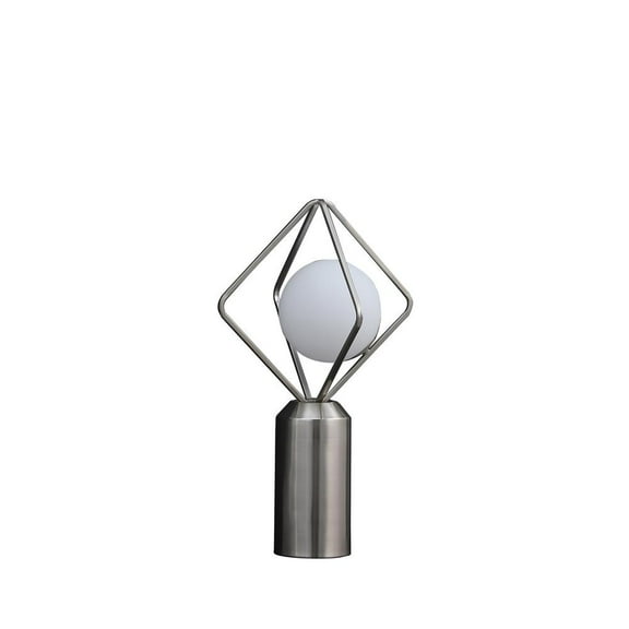 Ore International 19.5"In Ernst Modern Monoclinic Pendeloque Silver Metal Table Lamp