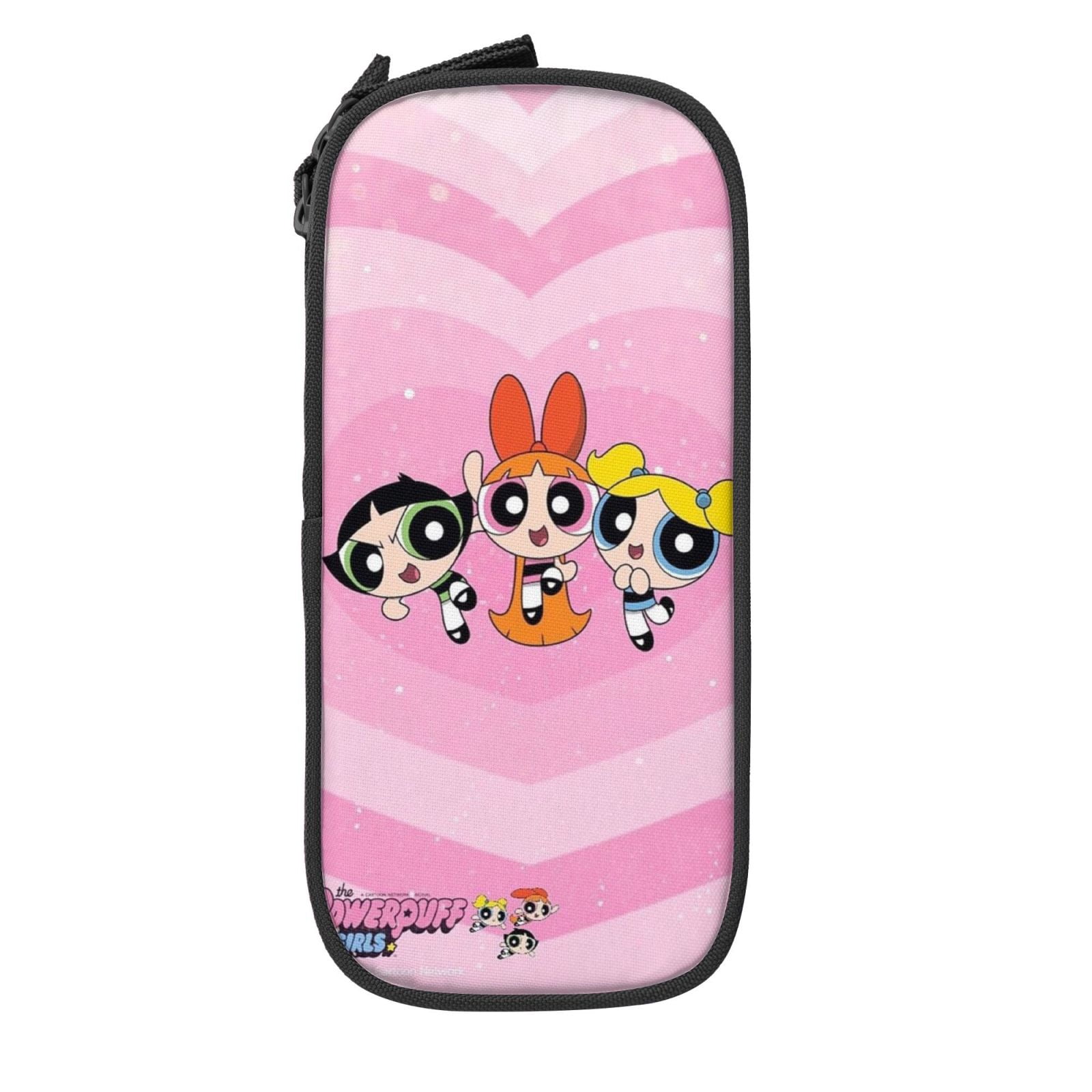 The Powerpuff Gi-rls Pencil Case Large Capacity Pencil Pouch Penbag Office Stationery Organizer Travel Makeup Bag Black