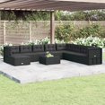 thumbnail image 1 of vidaXL 9 Piece Garden Lounge Set with Cushions Black Poly Rattan, 1 of 5