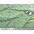 thumbnail image 3 of Soimoi Green Moss Georgette Fabric Umbrella & Stripe Printed Craft Fabric by the Yard 42 Inch Wide, 3 of 3