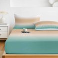 thumbnail image 6 of Twin XL Size Fitted Sheet Set - Brown Teal Ombre 2 Piece Bedding Sets 16" Deep Pocket Fitted Sheet with 1 Pillowcases, Modern Gradient Abstract Art Brushed Microfiber Hotel Luxury Bed Sheets, 6 of 9