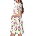 thumbnail image 2 of Disketp Tulips Flowers para Vestido de Manga Corta para Mujeres, Vestidos de Verano para Mujeres, Casual y Holgado para la Playa, 2 of 6