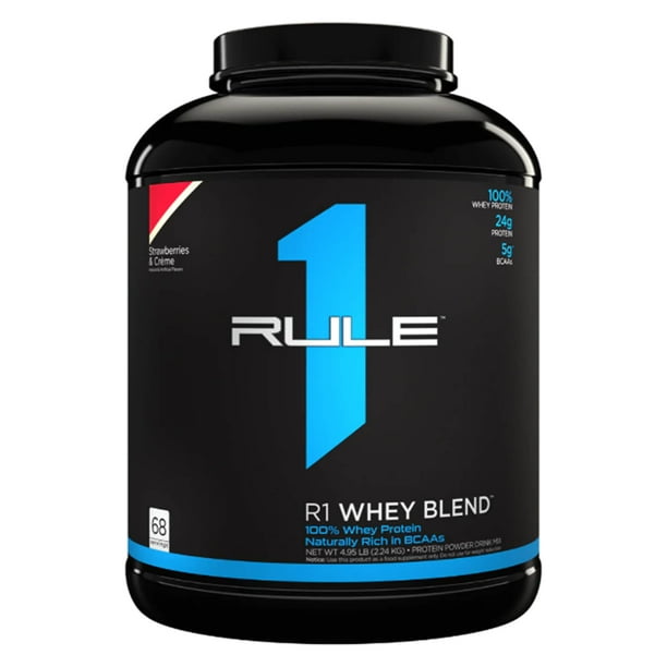 RULE 1 Whey Blend 68 serv Strawberries Creme 100 Whey Protein Blend 4