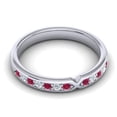 thumbnail image 3 of Diamond-Capitals 0.30 Carat Round Cut Natural Diamond Red Ruby Gemstone Wedding Eternity Band for Ladies Solid 14K White Gold Size 4, 3 of 8