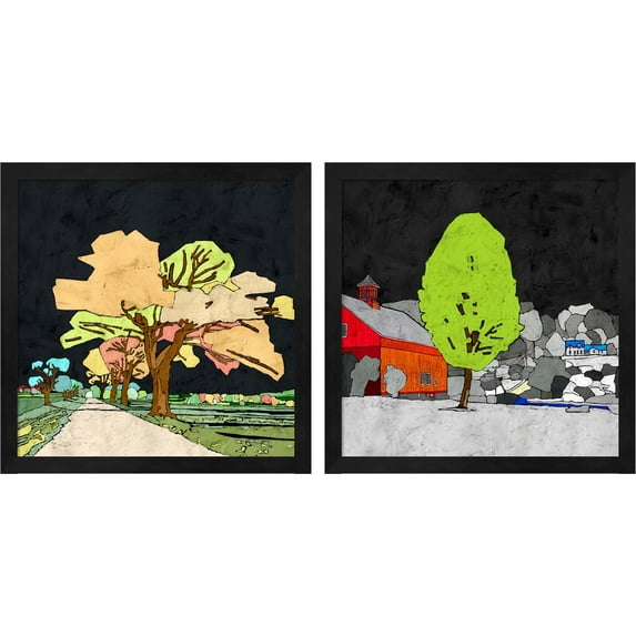 Great Art Now Countryside by Ynon Mabat, 2 Piece Framed Art Set Each 13"W x 13"H