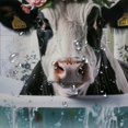 thumbnail image 5 of Chilfamy Funny Highland Cow Shower Curtain Pink Fashion Bull Floral Cute Bathtub White Plaid Farmhouse Western Country Animal Bathroom Decor Fabric Polyester Waterproof White, 5 of 7