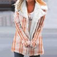 thumbnail image 2 of Winter Warm Plus Size Caots for Womens Zip Up Fashion Plaid Printed Fashionable Long Sleeved Pocket Composite Plush Button Coat, 2 of 5