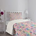 thumbnail image 3 of Ambesonne Blue Pink Quilted Bedspread Set 2 Pcs, Vintage Landmarks, Twin Size, Pale Pink and Pale Blue, 3 of 5