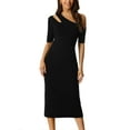 thumbnail image 1 of INSPIRE CHIC Vestidos Bodycon para Mujer, Vestido de Punto Sólido Ajustado de Un Hombro XL Negro, 1 of 6
