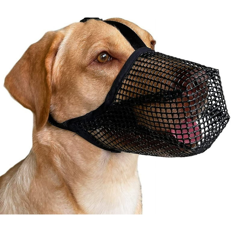 Fongwan Dog Muzzle Soft Mesh Mask with Velcro for Small Medium and Large Dogs Anti Biting Barking and Chewing M Black