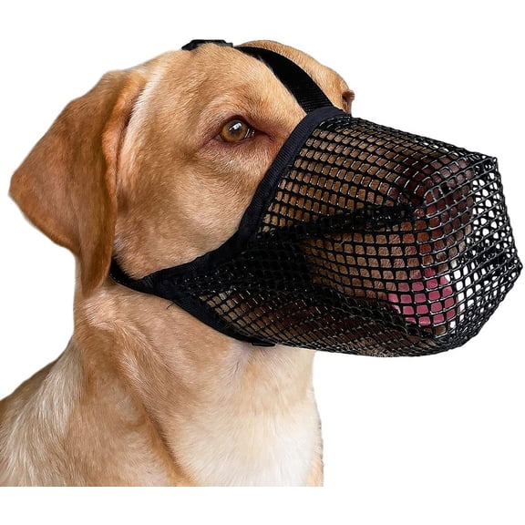 Frusde Dog Muzzle, Mesh Mask for Small, Medium and Large Dogs, Stop Biting, Barking and Chewing-Black