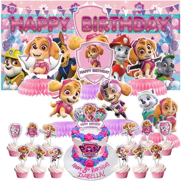 Paw Patrol Party Decorations Decor Supplies Honeycomb Centerpieces Table Toppers Cake Toppers for Birthday Photo Props