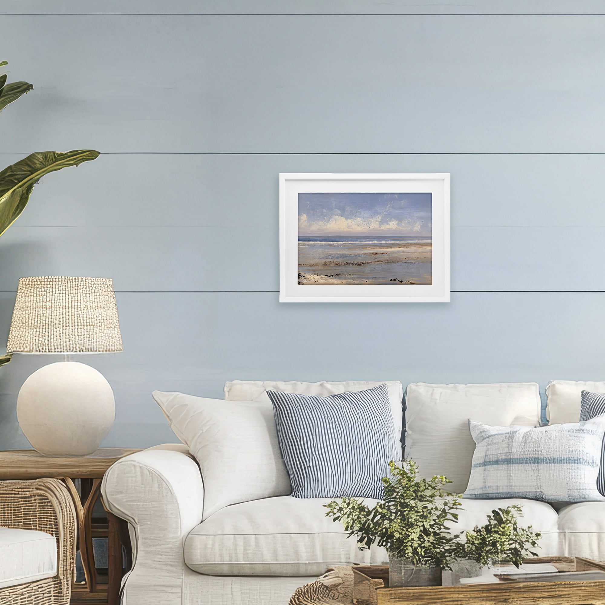 Stupell Industries Rustic Ocean Horizon Impression White Framed Print Under Glass, design by Jacky Ngan