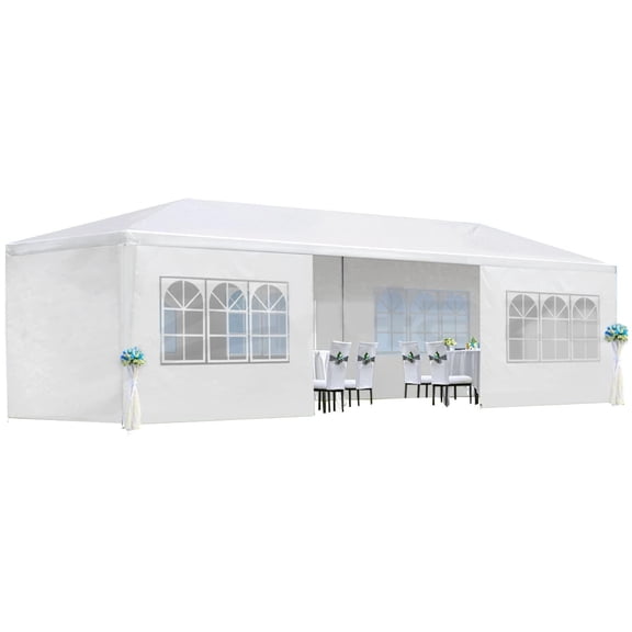 White 10'x30' Multi-Sidewall Outdoor Wedding Party Canopy Tent