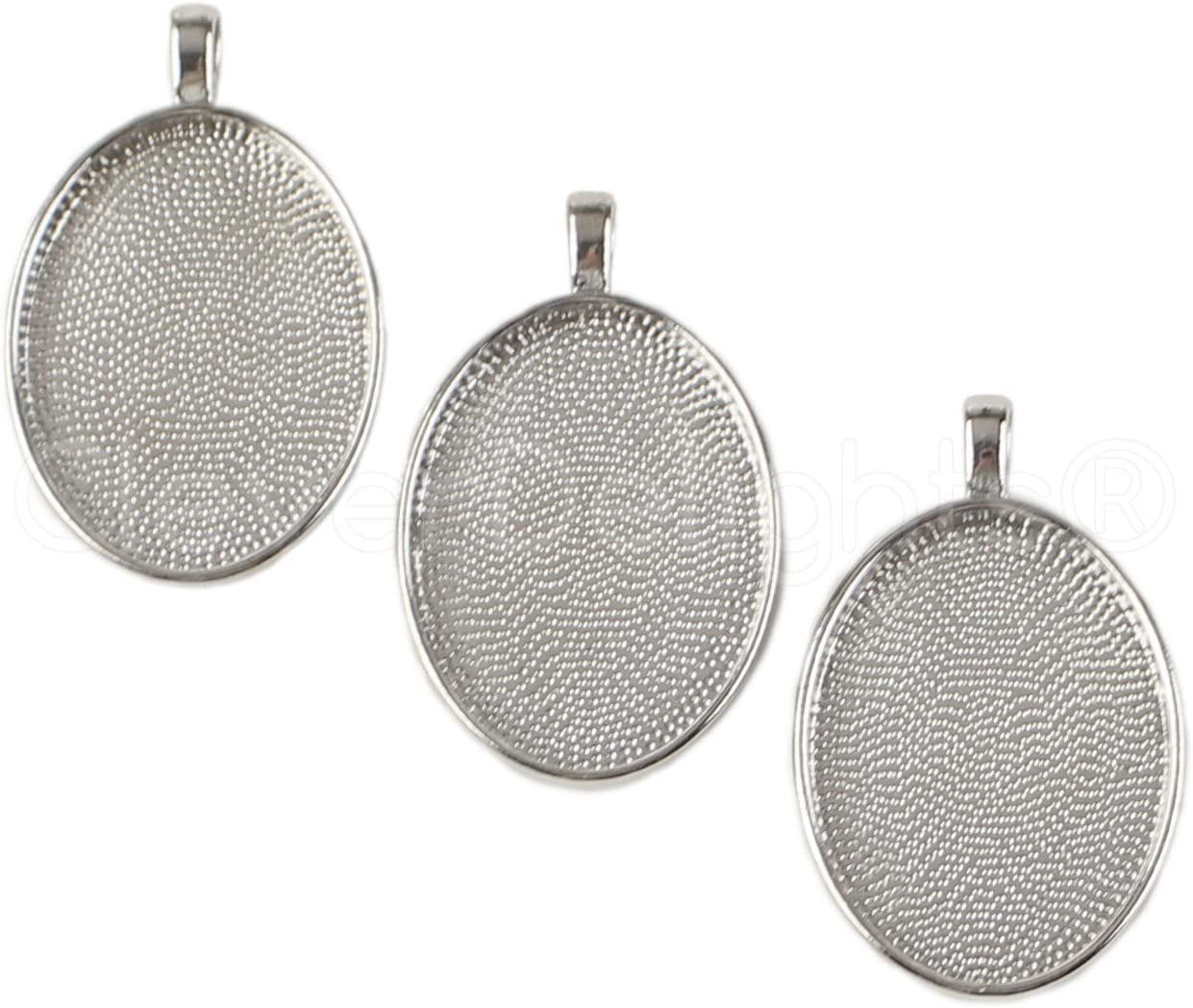 Oval Glass Tile Blank Bezels 5-22x30mm Oval Pendant Tray Settings 5 Colors to Choose