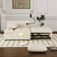 thumbnail image 2 of Leumius Folding Sofa Bed, 3 Lengths Available, Modern Sofa Velvet Pull-Out Bed, Loveseat with Adjustable Backrest, USB Port and Rotating Phone Holder, Beige., 2 of 8