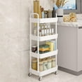 thumbnail image 2 of 5-Tier Kitchen Rolling Utility Cart,Multifunction Storage Organizer with Handle and 2 Lockable Wheels for Kitchen,Bathroom,Living Room,Office,White, 2 of 15