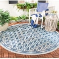thumbnail image 3 of SAFAVIEH Courtyard Nicholas Geometric Diamonds Indoor/Outdoor Area Rug, 6'7" x 6'7" Round, Navy/Grey, 3 of 10