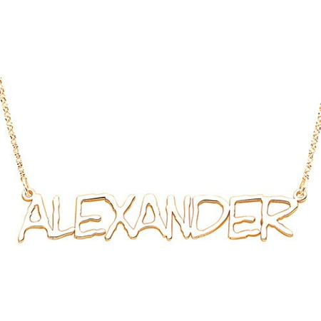 Personalized Capitalized Name 14kt Gold-Plated Necklace, 18
