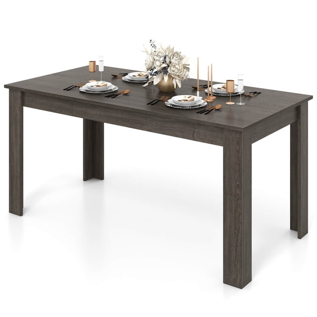 Costway 63" Dining Table Rectangular Modern Kitchen Table For 6 People Home Furniture Gray