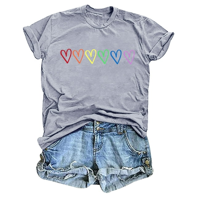 Blouses pour Femmes, Mode Féminine Imprimé Manches Courtes Blouse Drôle Col Rond T-Shirt Tops