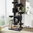 thumbnail image 3 of Amolife 65.7" Large Cat Tree and Tower Condo for Cats with 2 Scratching Boards, Hammock & Post, Dark Blue, 3 of 12
